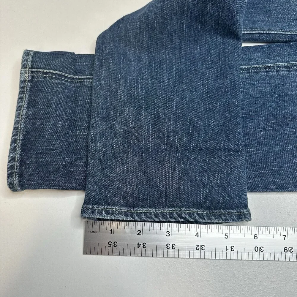 Escada Sport Selvedge Jeans Womens 6 EUR36 Skinny Blue Denim Tie Flaps Distress
